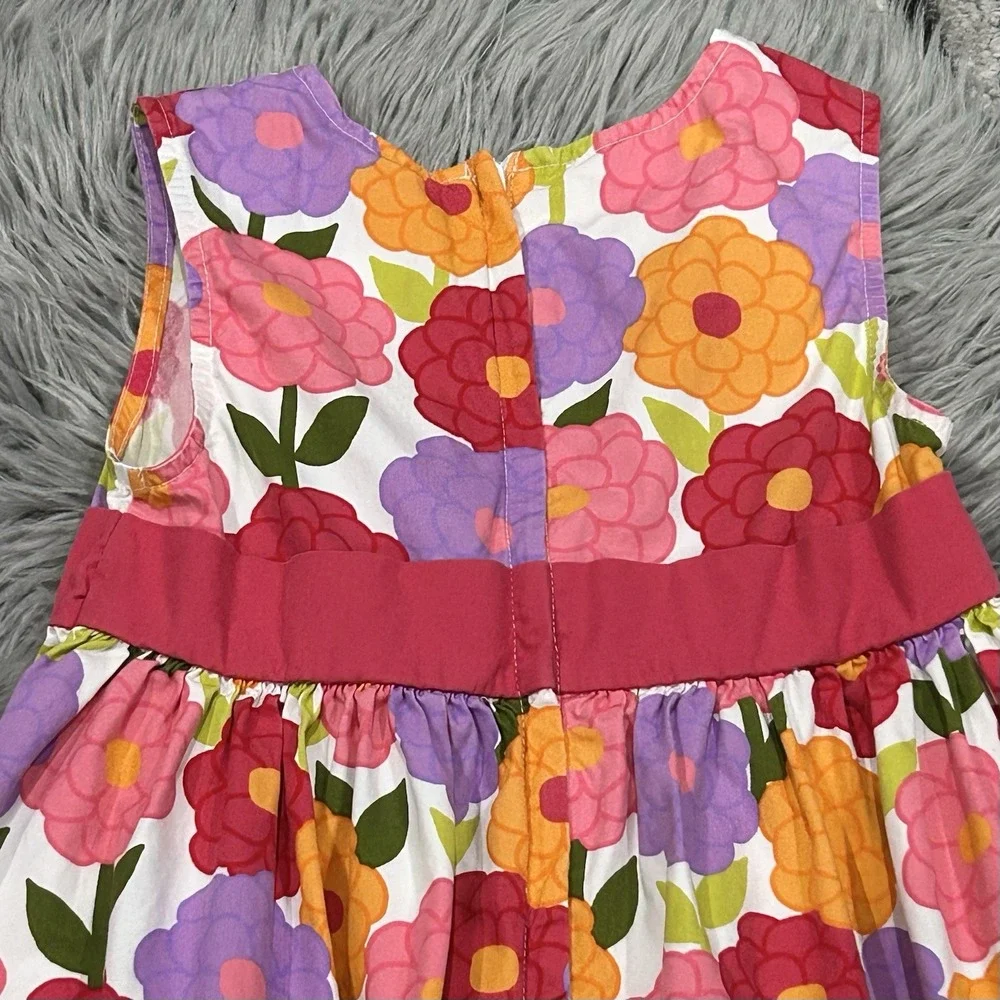 Vintage Gymboree Girl's Pretty Posies Pink Multicolor Floral Cotton Dress Size 7